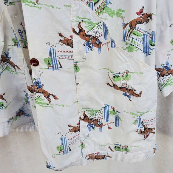 Vintage Chore Jacket 60s 70s Novelty Print Cotton - Picture 7 of 13